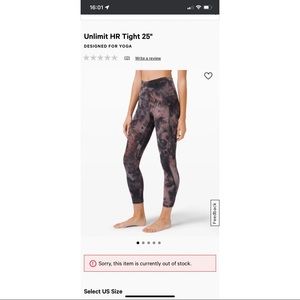 Lululemon Unlimit HR tight 25” diamond dye size 6